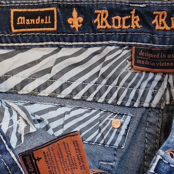 Rock Revival Mandell Easy Boot Jeans Size 29 Embroidered Pocket Rocks - Picture 2 of 15